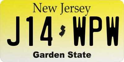 NJ license plate J14WPW