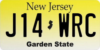 NJ license plate J14WRC