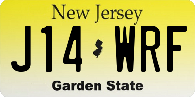 NJ license plate J14WRF