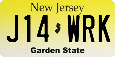 NJ license plate J14WRK