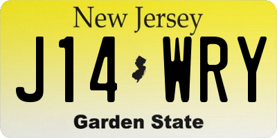 NJ license plate J14WRY
