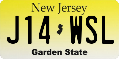 NJ license plate J14WSL