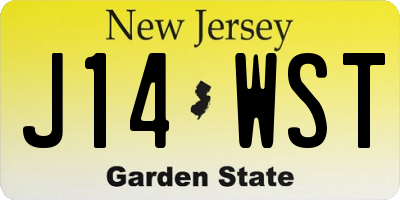 NJ license plate J14WST