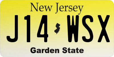 NJ license plate J14WSX