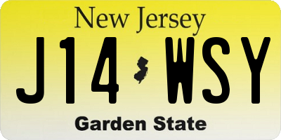 NJ license plate J14WSY