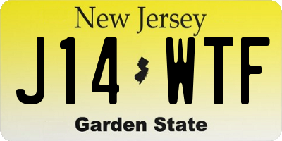 NJ license plate J14WTF