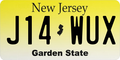 NJ license plate J14WUX