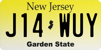NJ license plate J14WUY