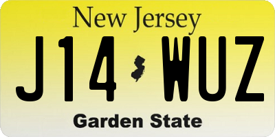 NJ license plate J14WUZ