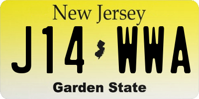NJ license plate J14WWA