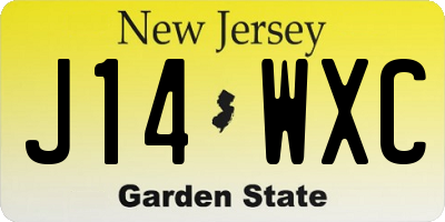 NJ license plate J14WXC