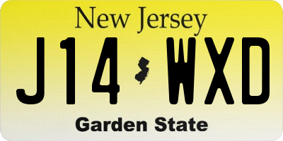 NJ license plate J14WXD