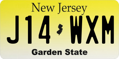 NJ license plate J14WXM
