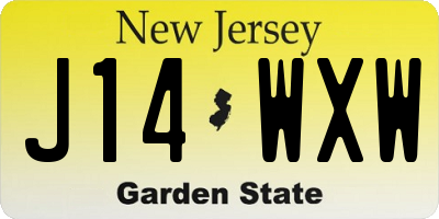 NJ license plate J14WXW