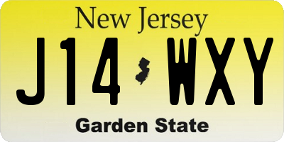 NJ license plate J14WXY