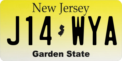 NJ license plate J14WYA