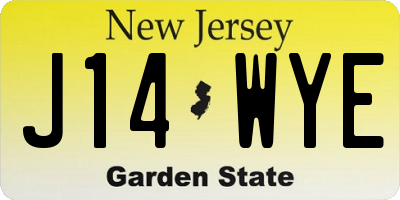NJ license plate J14WYE