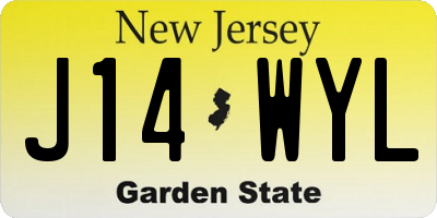 NJ license plate J14WYL