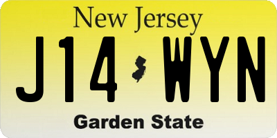 NJ license plate J14WYN