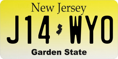 NJ license plate J14WYO