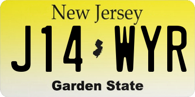 NJ license plate J14WYR