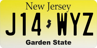 NJ license plate J14WYZ