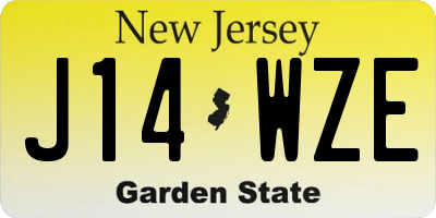 NJ license plate J14WZE