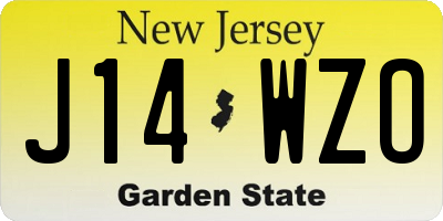 NJ license plate J14WZO