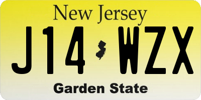 NJ license plate J14WZX