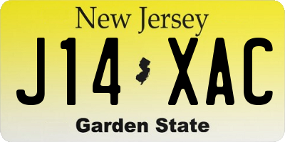 NJ license plate J14XAC