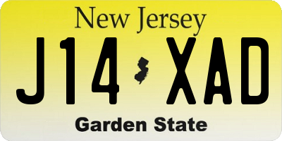 NJ license plate J14XAD
