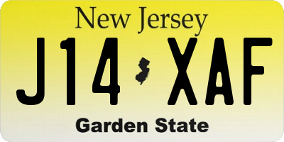 NJ license plate J14XAF