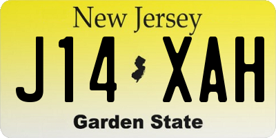 NJ license plate J14XAH