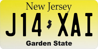 NJ license plate J14XAI