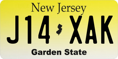 NJ license plate J14XAK
