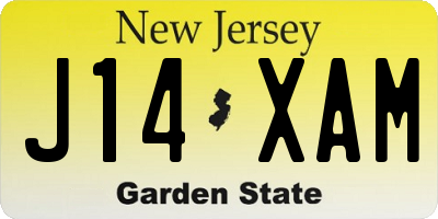 NJ license plate J14XAM