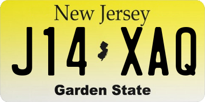 NJ license plate J14XAQ