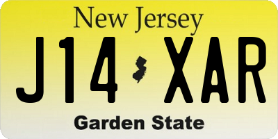 NJ license plate J14XAR