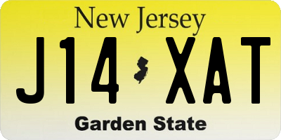 NJ license plate J14XAT
