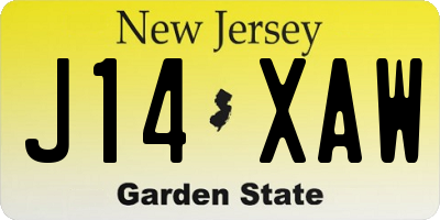 NJ license plate J14XAW