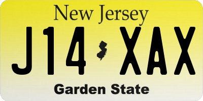 NJ license plate J14XAX