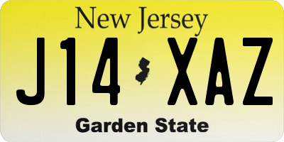NJ license plate J14XAZ