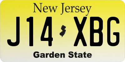 NJ license plate J14XBG