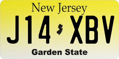 NJ license plate J14XBV
