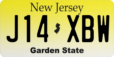 NJ license plate J14XBW