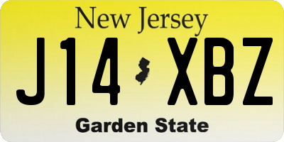 NJ license plate J14XBZ