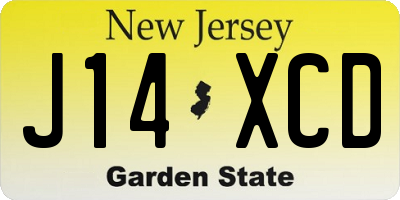NJ license plate J14XCD