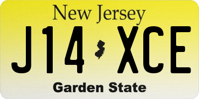 NJ license plate J14XCE