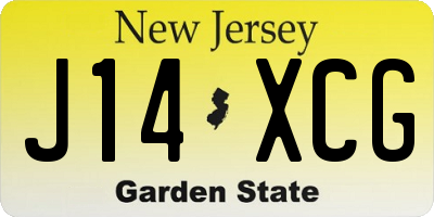 NJ license plate J14XCG