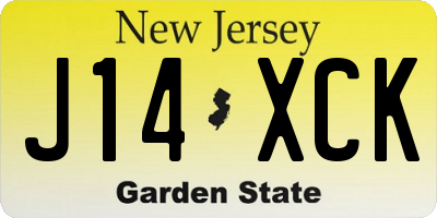 NJ license plate J14XCK